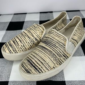 VINCE Blair Striped Snake Leather Slip On Sneaker